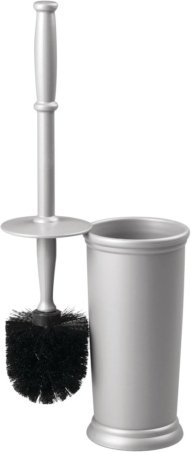 mDesign – Escobilla de inodoro y soporte de plástico para almacenamiento de baño y organización, ahorro de espacio, resistente, limpieza profunda,