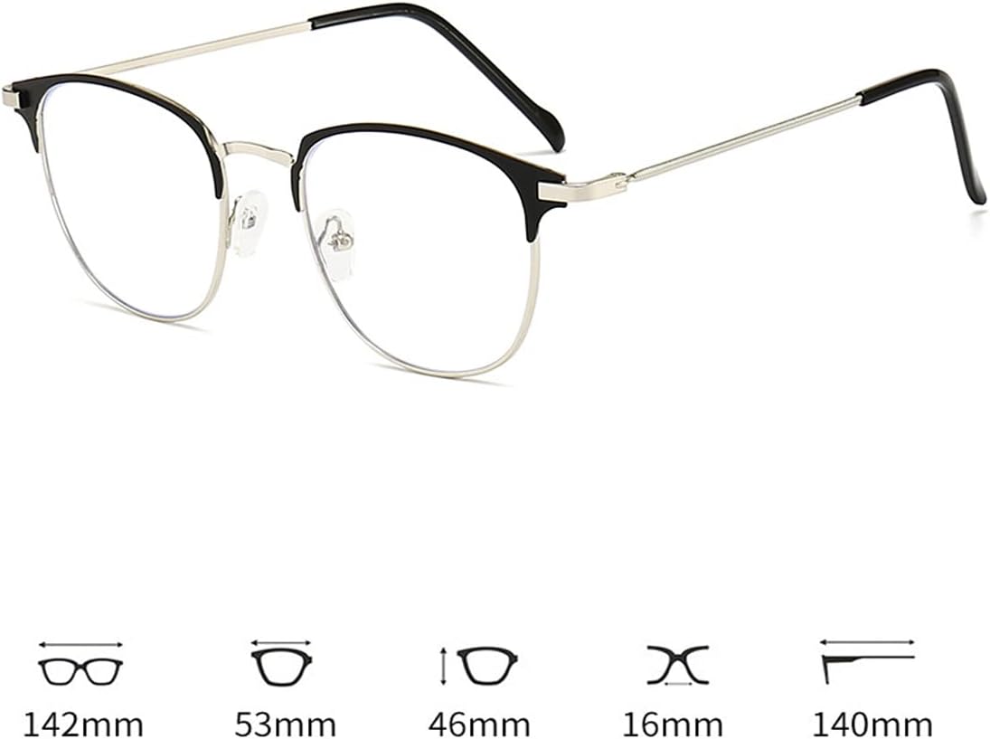 DEPEYE Gafas de miopía con bloqueo de luz azul, marco de metal, gafas retro para miopía, gafas de 0.5 a 4.0 de fuerza