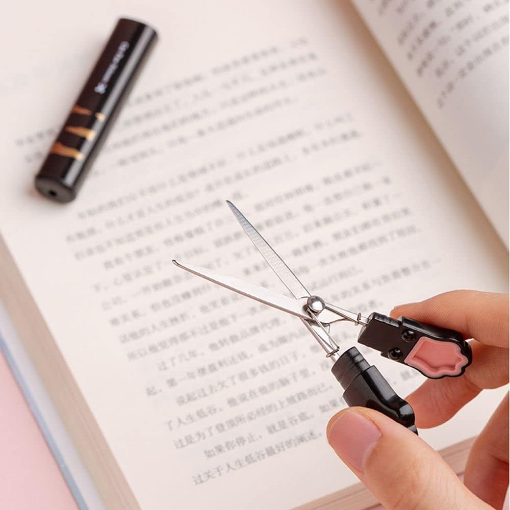 Mini tijeras de pata de gato, tijeras de acero inoxidable para manualidades, pequeñas tijeras de seguridad plegables portátiles de dibujos animados