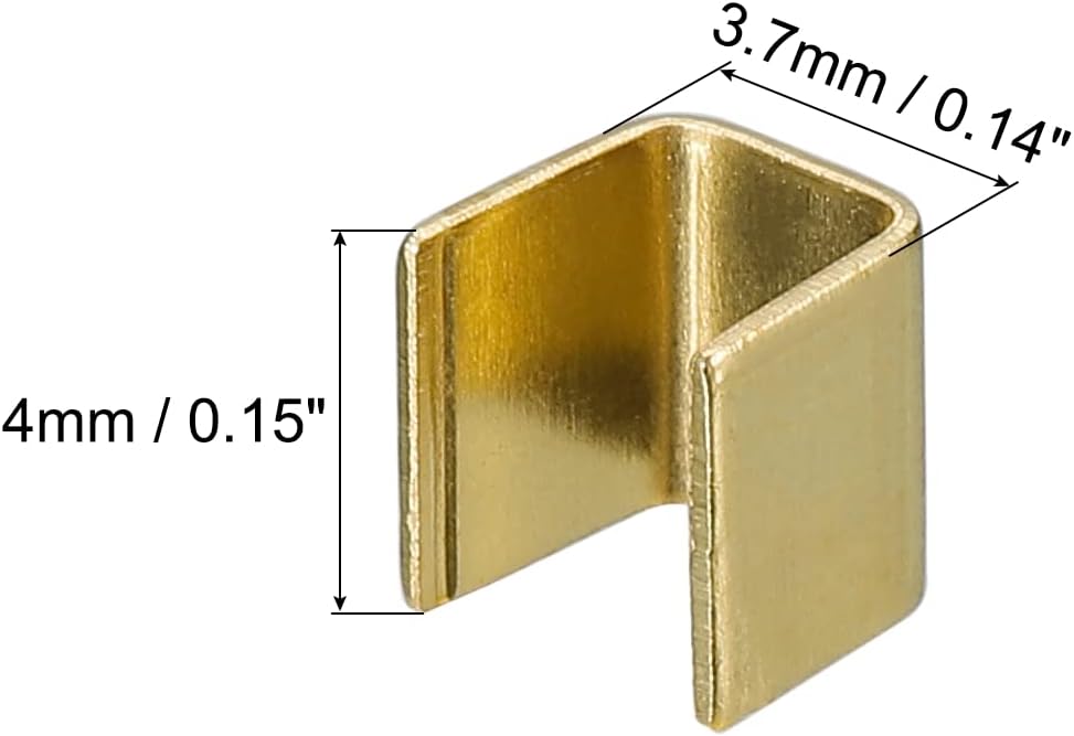 uxcell 200 tapas de crimpado plegables, 0.157 x 0.146 in, puntas de corchete, pinzas de cuero para joyería, manualidades, tono dorado