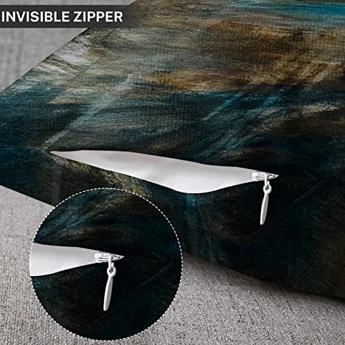 Emvency Juego de 4 fundas de almohada modernas abstractas desordenadas, verde azulado, turquesa, negro y marrón, pintura retro, fundas de almohada