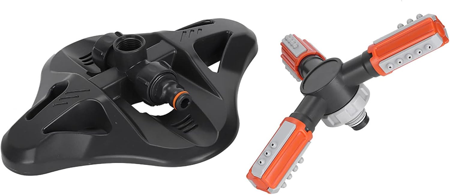Fydun Sistema automático de riego giratorio de 360 grados con 3 brazos para jardín y patio, césped, herramienta automática de rotación de 360 grados