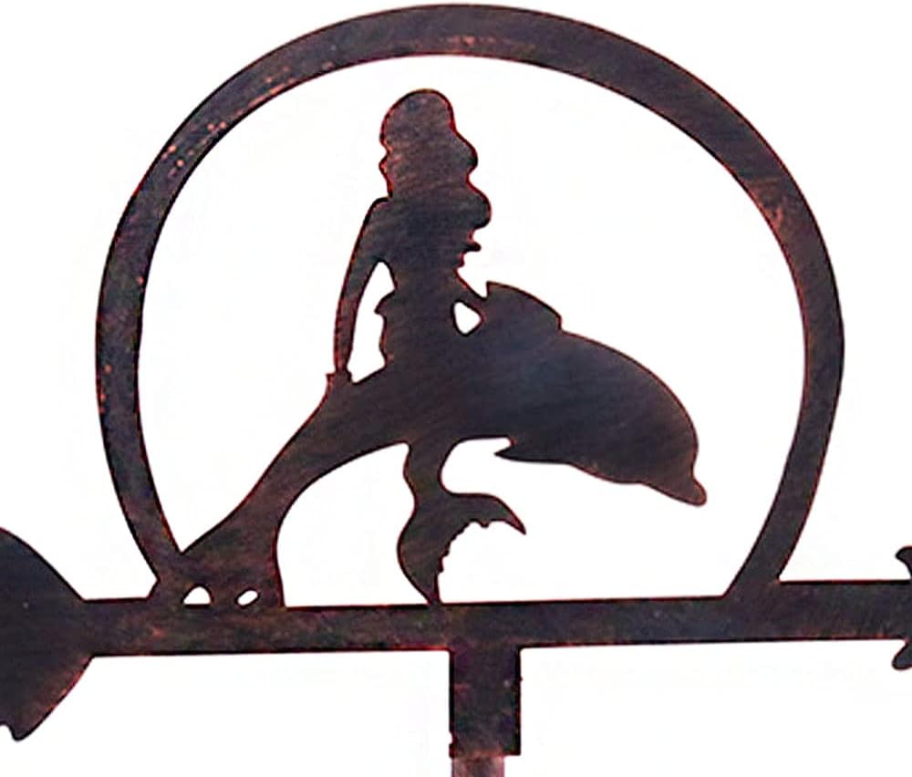 Alnicov Veleta de metal de sirena, indicador de dirección de la paleta de tiempo vintage para decoración de techo de jardín al aire libre, veleta