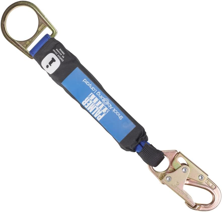 Palmer Safety Extensor de anillo en D de 18 pulgadas, protección contra caídas con gancho de presión de 34 pulgadas y anillo en D, extensión de