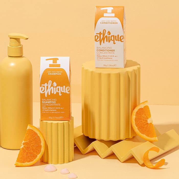 Ethique Champú hidratante concentrado para cabello equilibrado a seco, sin plástico, vegano, sin crueldad, ecológico, hace botella de champú de