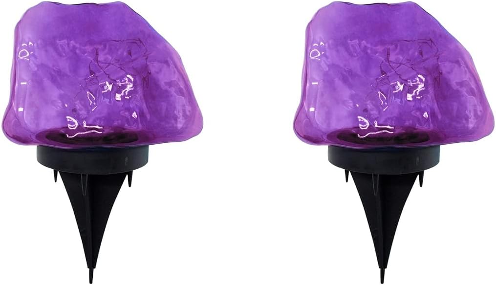 2 piezas de luz solar de piedra de jardín solar paisaje jardín tierra linterna luz patio decorativo LED cálido lámpara luces para camino, pasarela