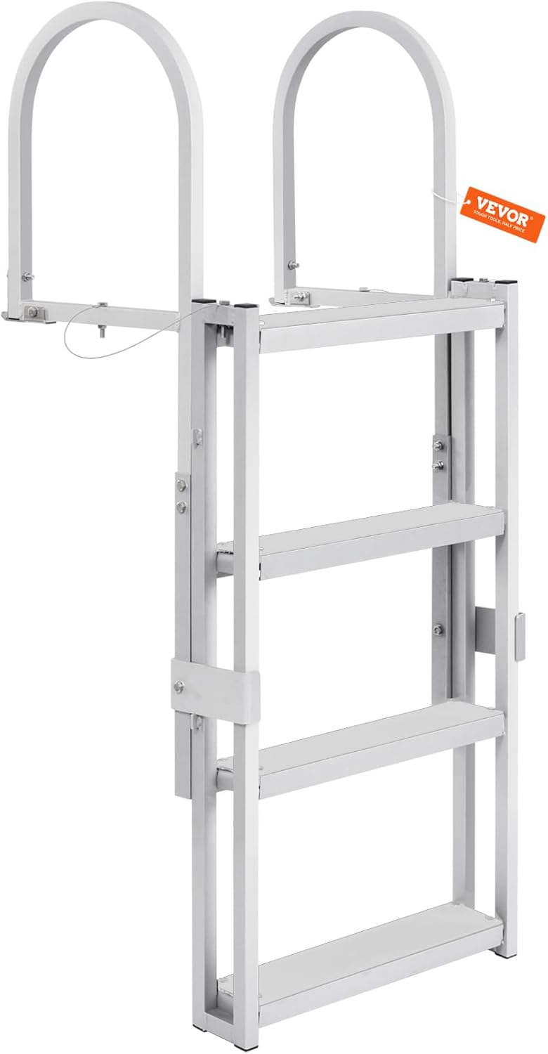 VEVOR Escalera retráctil para muelle con pedales antideslizantes, escalera para barco pontón de 56 a 68 pulgadas de altura total ajustable, escalera