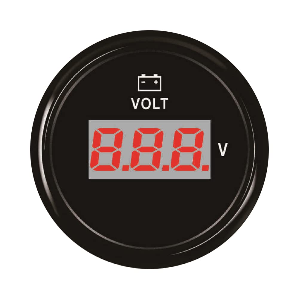 ELING Coche Barco 2.047 in 2 pulgadas 12V 24V DC Voltímetro Digital Voltímetro Medidor de Voltaje Medidor con Retroiluminación IP67 Impermeable