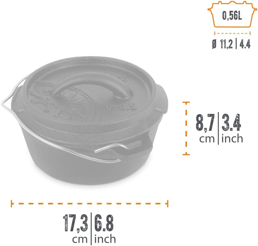 Petromax Horno holandés de hierro fundido para cocinar u hornear al aire libre sobre una fogata o en la cocina del hogar, los utensilios de cocina