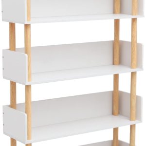 PaNeTnya Estantería abierta independiente de 5 niveles, estantería blanca, estante de almacenamiento multifuncional para sala de estar, dormitorio y PaNeTnya Estantería abierta independiente de 5 niveles, estantería blanca, estante de almacenamiento multifuncional para sala de estar, dormitorio y