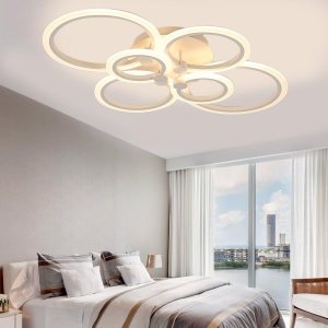 HOMEYER Lámpara de techo LED moderna, regulable, 60 W, con control remoto, 31.5 pulgadas, 6 anillos, lámpara de techo redonda de acrílico empotrado HOMEYER Lámpara de techo LED moderna, regulable, 60 W, con control remoto, 31.5 pulgadas, 6 anillos, lámpara de techo redonda de acrílico empotrado
