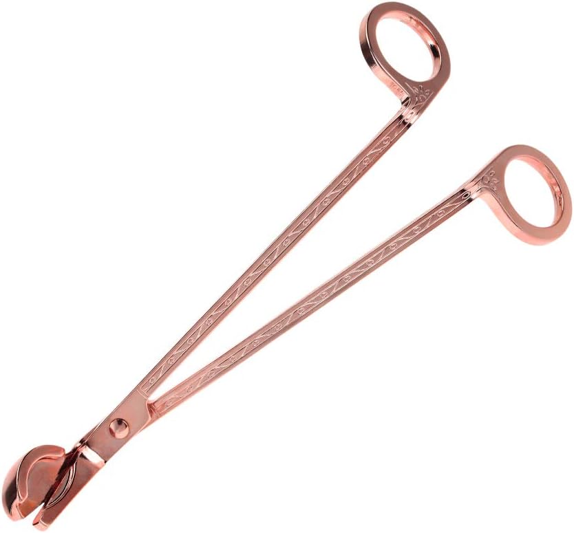 Restokki Cortador de mechas de vela, de acero inoxidable, chapado semicircular, con clip de corazón, tijeras, kit de cuidado de velas para amantes