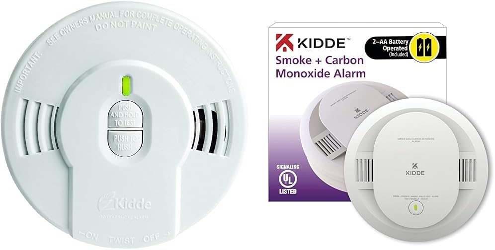 Kidde Detector de humo, batería de 10 años, indicadores LED, alerta de reemplazo, botón de reinicio de prueba y detector de humo y monóxido de