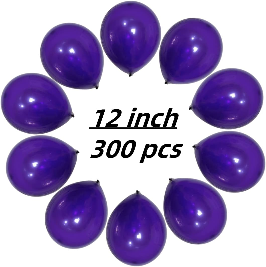 Paquete de 300 globos morados, globos de fiesta color morado oscuro de 12 pulgadas, para bodas, cumpleaños, baby shower y más