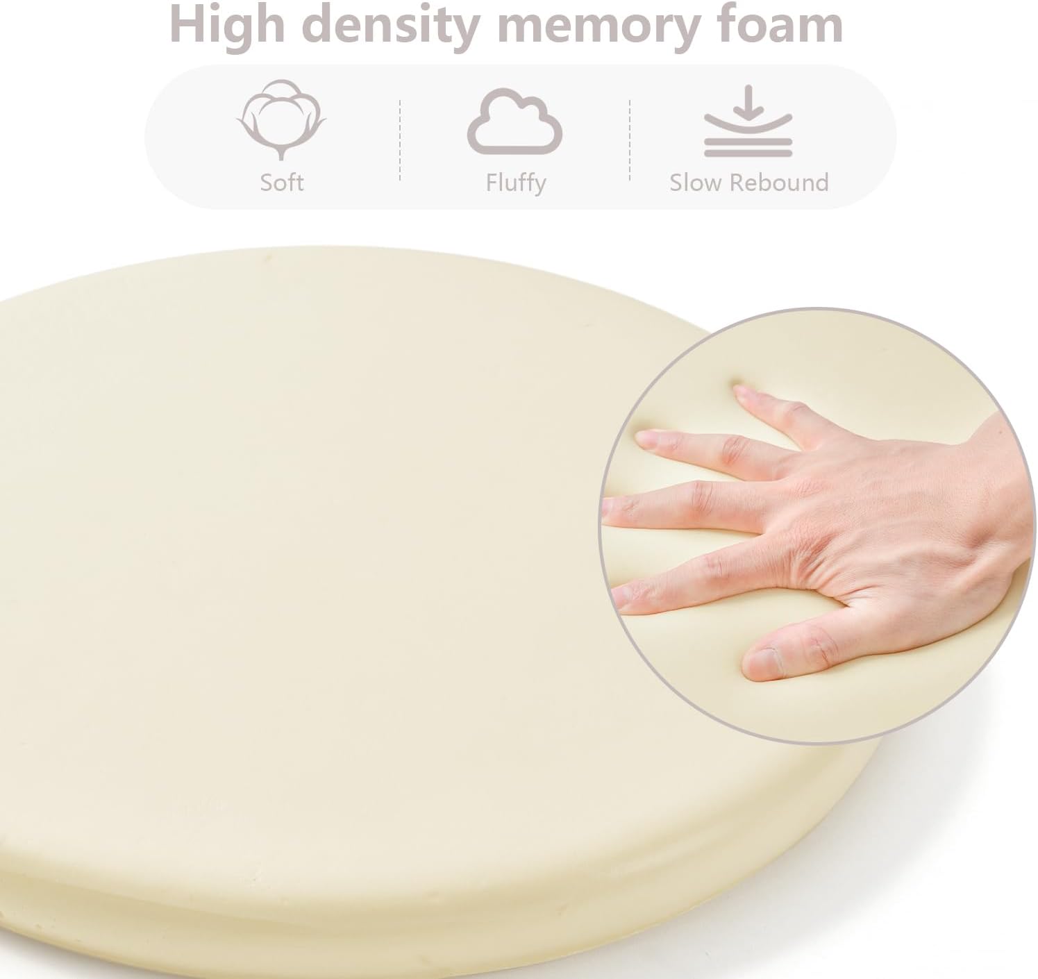 Cojín redondo de espuma viscoelástica para silla de cocina de 14 pulgadas, cojín de asiento de comedor con funda de cojín extraíble, cojín circular