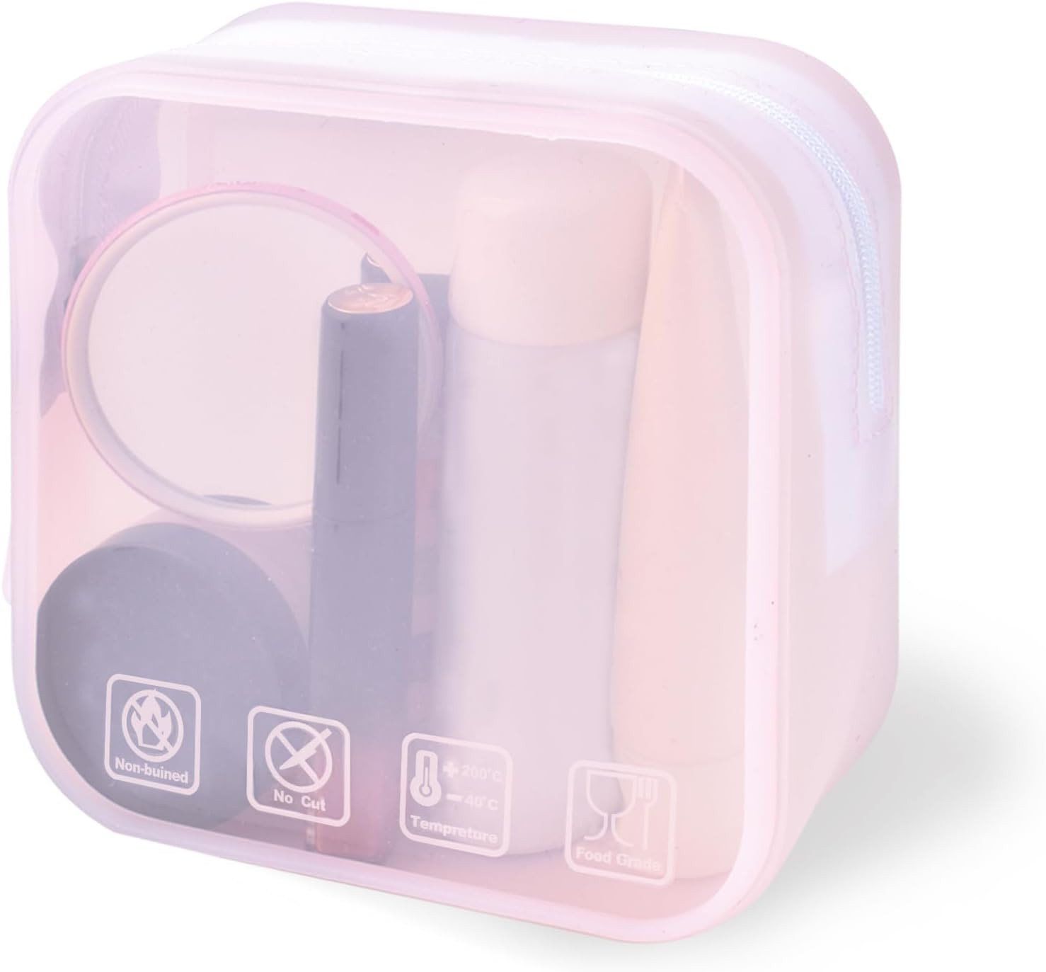 CEYAZYE Bolsas de maquillaje transparentes de silicona, bolsas de viaje portátiles para artículos de tocador, bolsa de aseo de viaje con