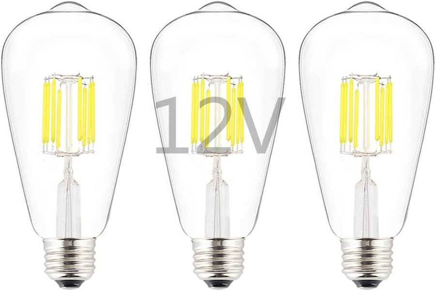 OPALRAY Bombilla LED de entrada de 12 V 24 V CC de 8 W, estilo ST21 (ST64), regulable con atenuador de 12 V CC, luz blanca neutra brillante de 4000