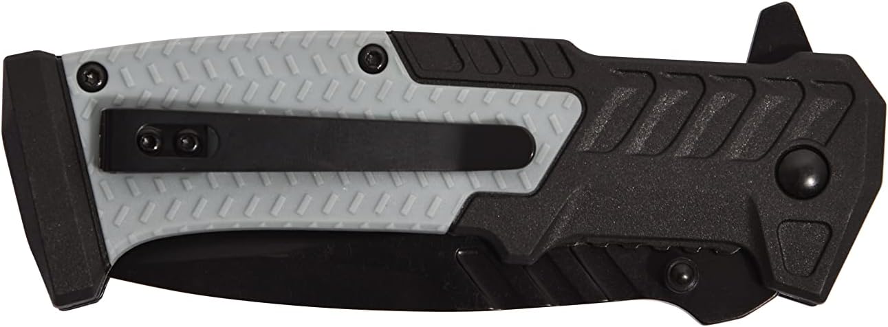 S-TEC Cuchillo plegable asistido de la serie Recon de 8.25 pulgadas con ABS y mango de goma, varios estilos y colores para elegir, (TS014 gris claro)