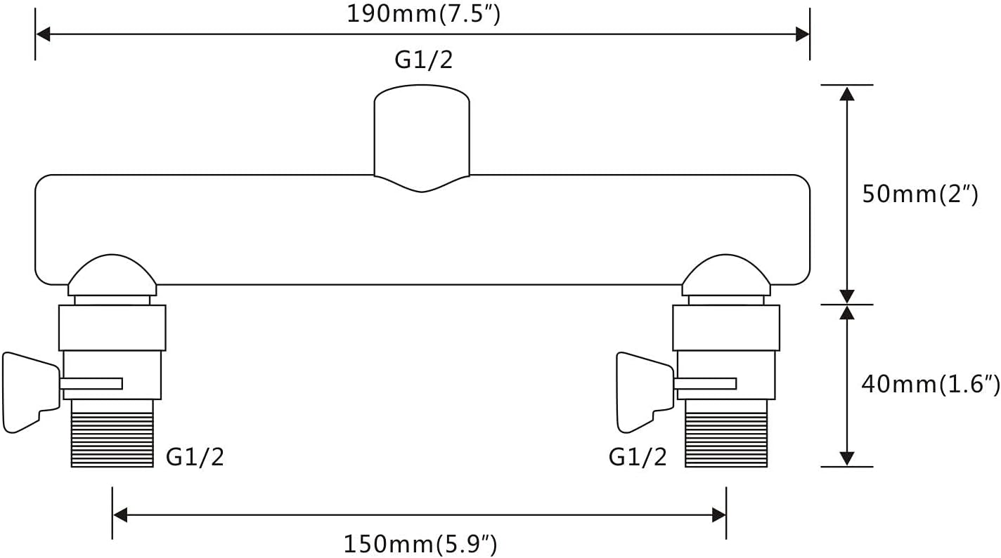 HAOXIN Colector de ducha de doble salida con válvula de cierre, adecuado para sistema de ducha de doble rociador, cromo, STC03