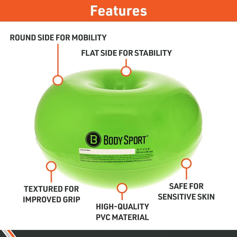 Body Sport Bola de dona  Pelota de ejercicio duradera e inflable para entrenamiento de equilibrio y estabilidad, yoga y pilates, uso en el hogar,
