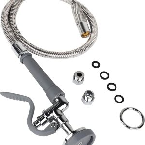 TBER Manguera de preenjuague con válvula de pulverización, manguera de pulverización de platos de acero inoxidable flexible de 45 pulgadas con TBER Manguera de preenjuague con válvula de pulverización, manguera de pulverización de platos de acero inoxidable flexible de 45 pulgadas con