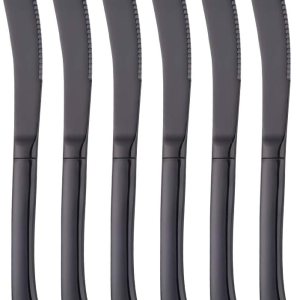 Bisda Juego de cuchillos para carne, cuchillos de cocina de acero inoxidable dentado de alta calidad, juego de 6, aptos para lavavajillas (negro) Bisda Juego de cuchillos para carne, cuchillos de cocina de acero inoxidable dentado de alta calidad, juego de 6, aptos para lavavajillas (negro)