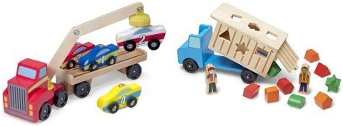 Melissa & Doug – Cargador de coche y camión volquete de clasificación de formas
