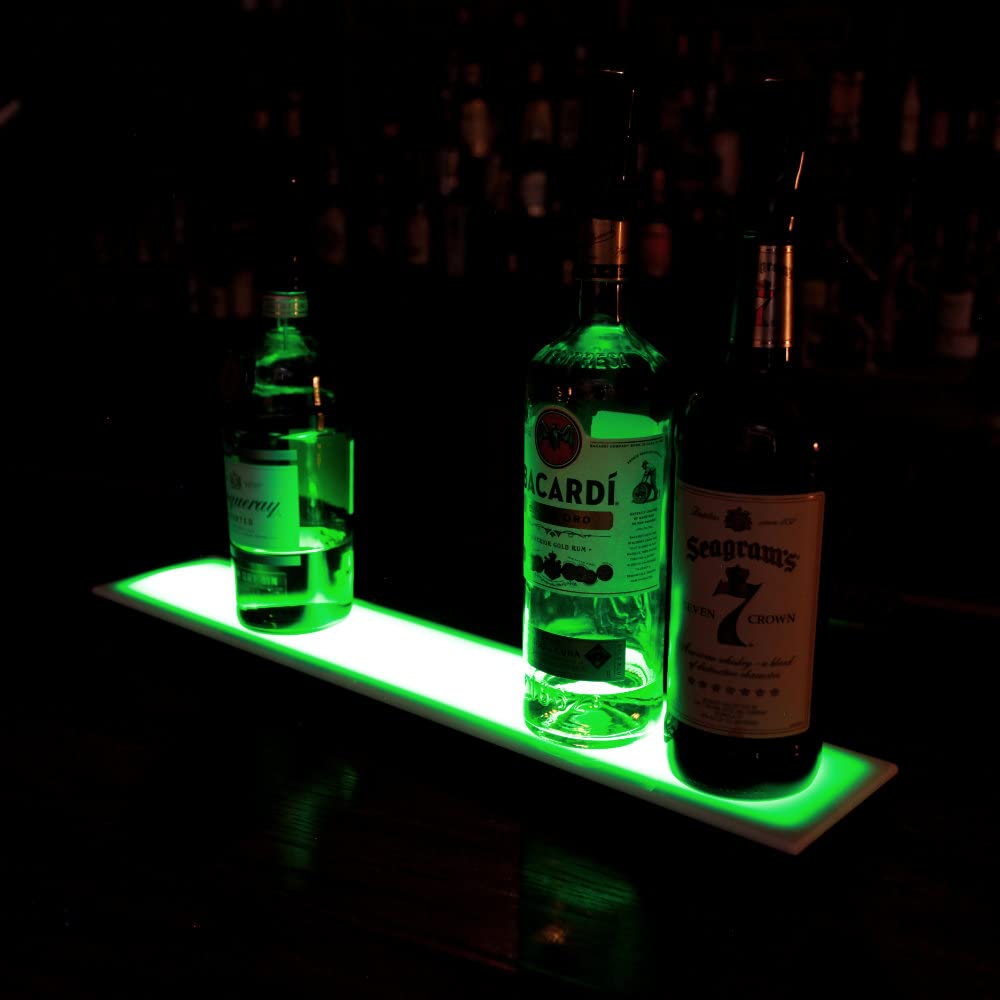 BARCONIC Estante de exhibición LED para botellas de licor, perfil bajo, 1 nivel (escalón), 30 pulgadas