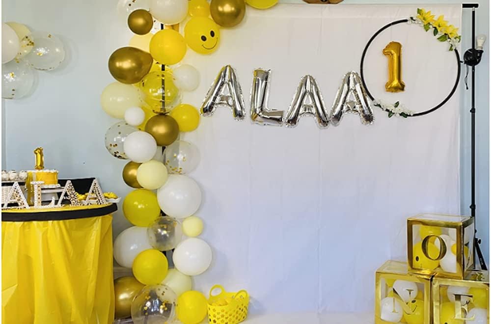 Desde 100 piezas de guirnaldas de globo amarillo kit blanco metálico dorado látex Globos para boda fiesta de verano niños decoraciones de cumpleaños