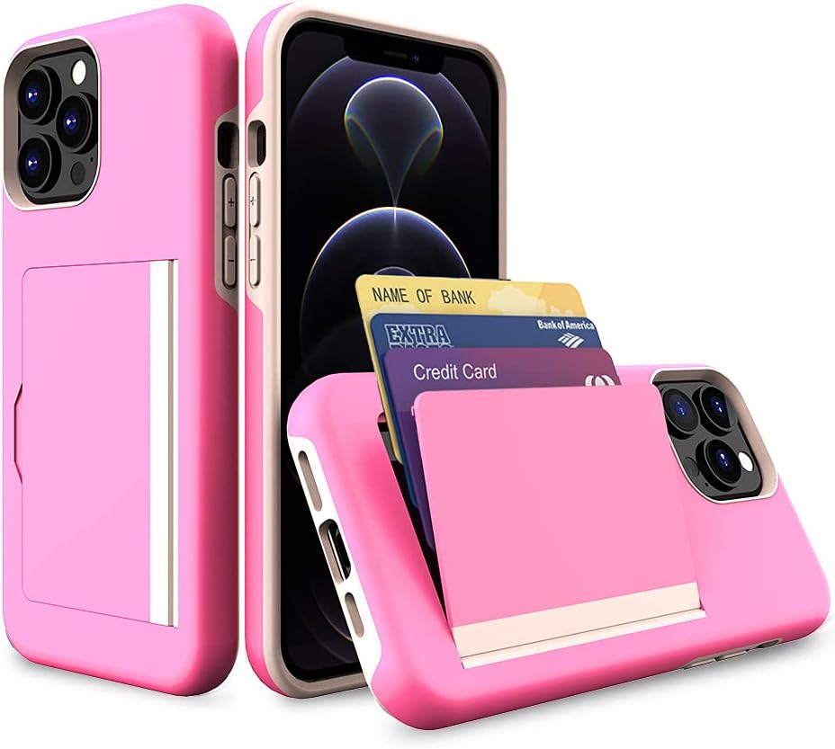 FDTCYDS Funda para iPhone 13 Pro con tarjetero, protección resistente de silicona híbrida de protección para tarjetas de crédito, funda tipo cartera