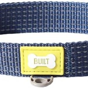 BUILT Pet Nightsafe – Collar para perro grande, azul marino y amarillo BUILT Pet Nightsafe – Collar para perro grande, azul marino y amarillo
