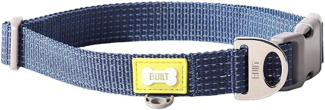 BUILT Pet Nightsafe – Collar para perro grande, azul marino y amarillo