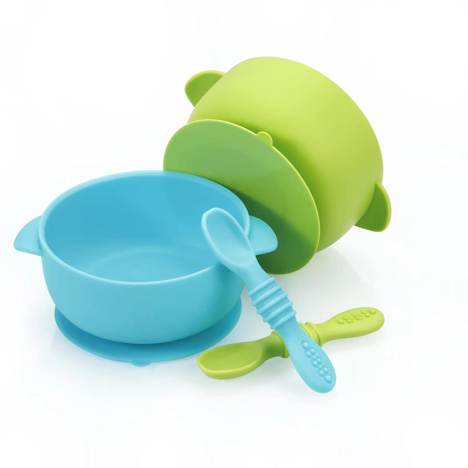 PandaEar Juego de 2 tazones de succión de silicona Stay Put  Base grande  Silicona suave y segura de grado alimenticio sin BPA  Bebés y niños