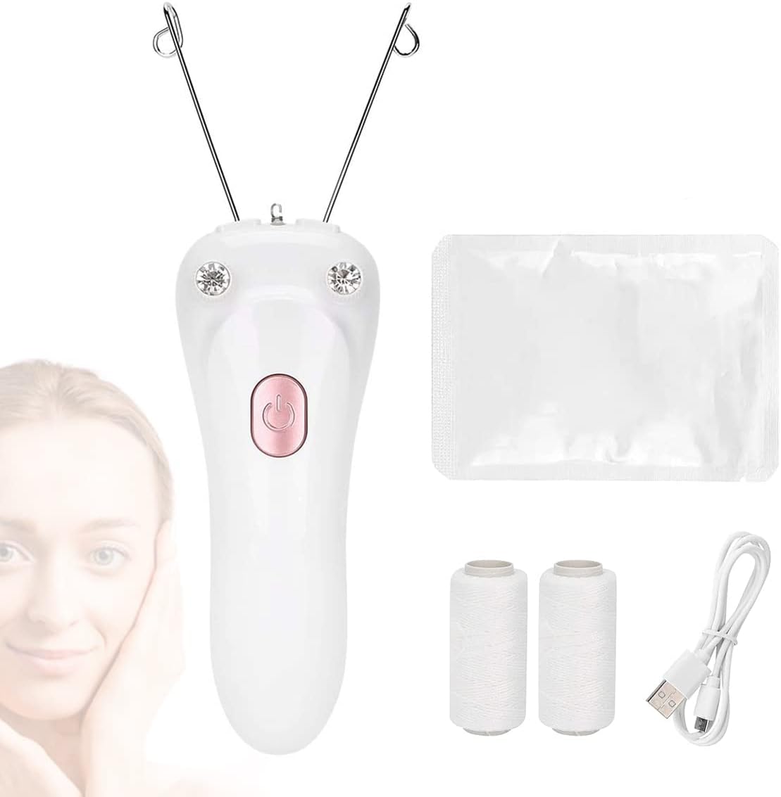 Removedor de vello facial, depiladora eléctrica inalámbrica para mujer, depiladora de hilo facial, depiladora de belleza para mujer, removedor de
