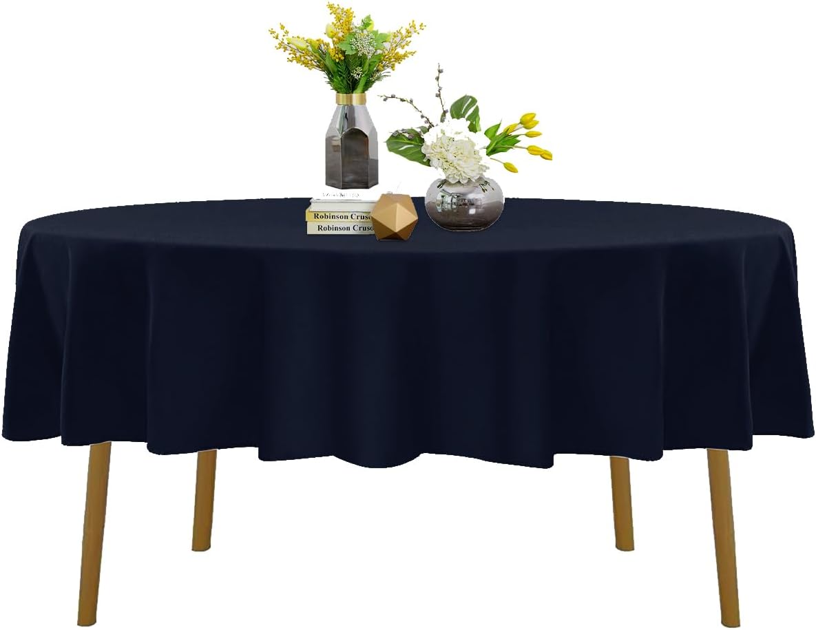 Mantel redondo de poliéster, paquete de 2 manteles redondos de 70 pulgadas, resistentes a las manchas y a las arrugas, mantel de tela decorativa