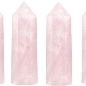 Varitas de cristal curativo  Puntos de cristal de cuarzo rosa de 2 pulgadas, 6 facetas de terapia de meditación de chakras Reiki, 4 unidades, Cristal Varitas de cristal curativo  Puntos de cristal de cuarzo rosa de 2 pulgadas, 6 facetas de terapia de meditación de chakras Reiki, 4 unidades, Cristal
