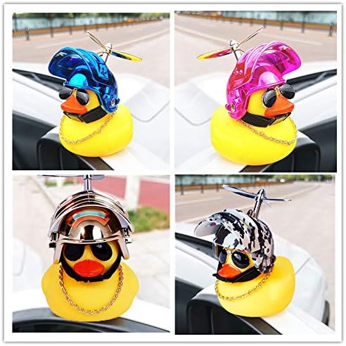 wonuu Decoraciones de pato para tablero de automóvil, paquete de 3 patos de goma para accesorios de automóvil, pato de goma con casco de empuje,