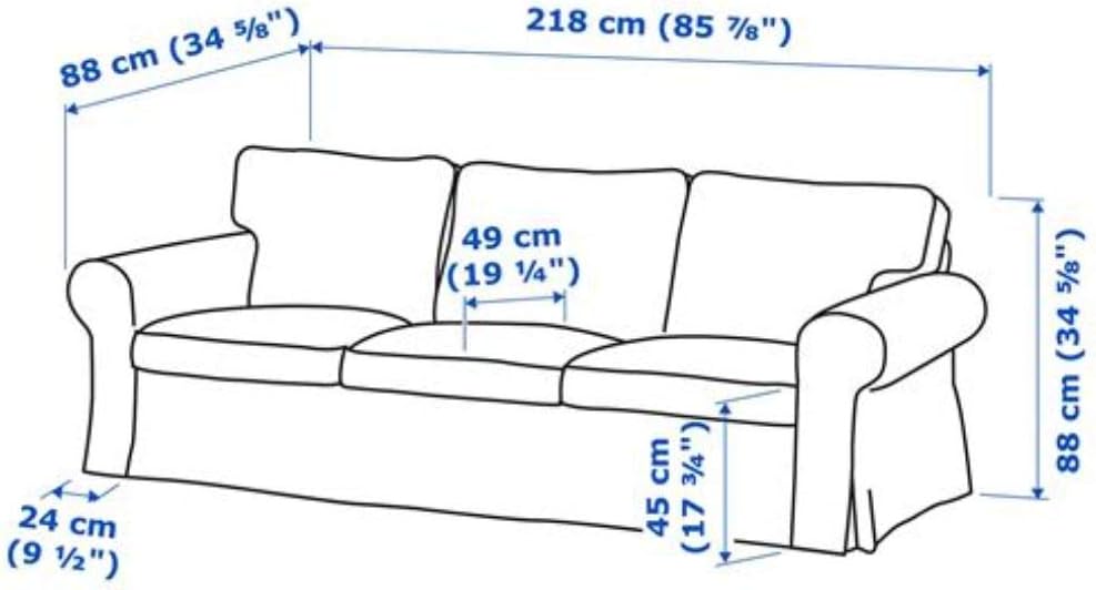 Funda de repuesto para sofá compatible con IKEA Ektorp, color blanco blando, funda para sofá IKEA ektorp (funda de 3 asientos (no es compatible con