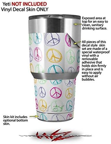 Skin Decal Wrap for Yeti Tumbler Rambler 30 oz Kearas Peace Signs (Tumbler NOT Included) by WraptorSkinz