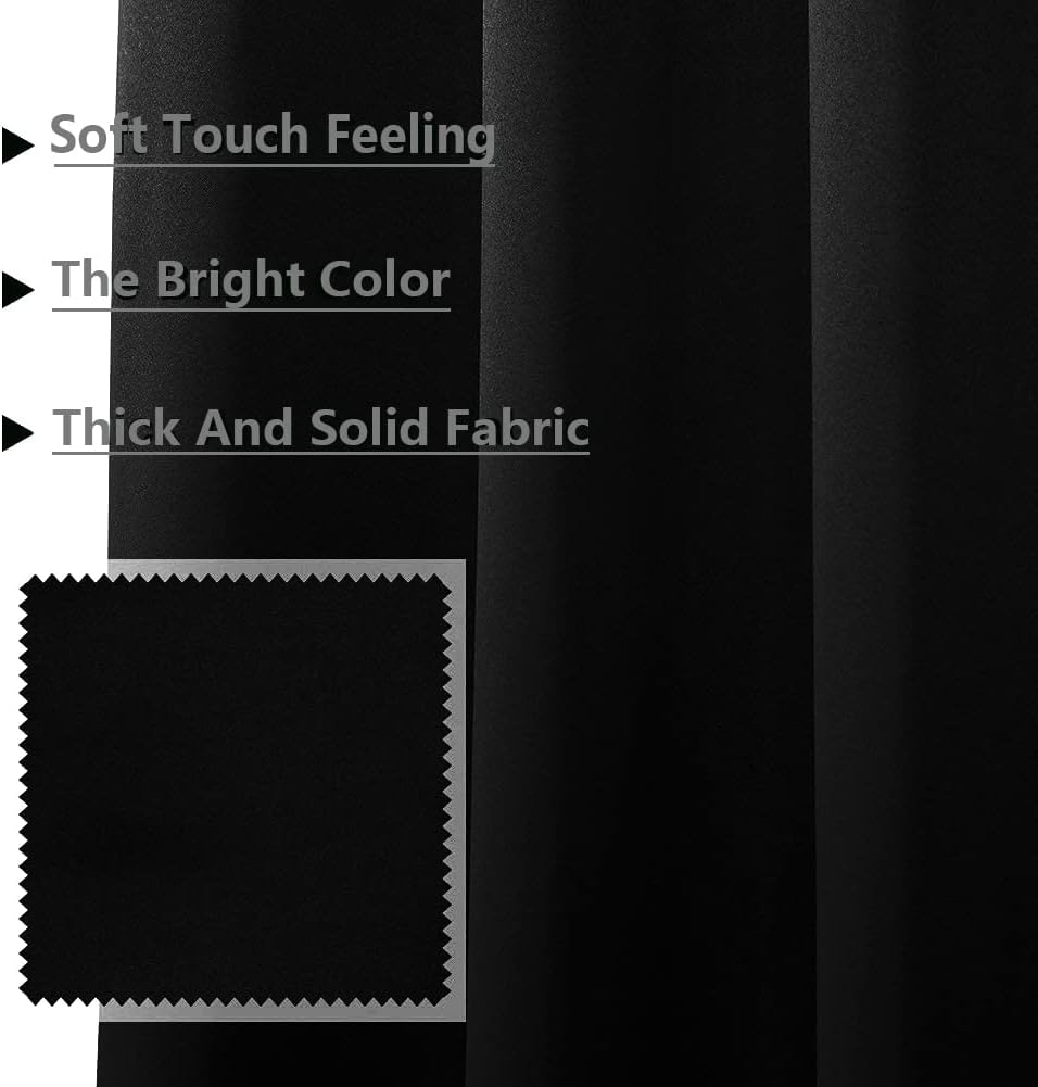 MYSKY HOME – Cortina opaca para dormitorio, con ojales, increíble tejido triple y aislamiento térmico, 1 panel de cortina de 132 x 241 cm, negro