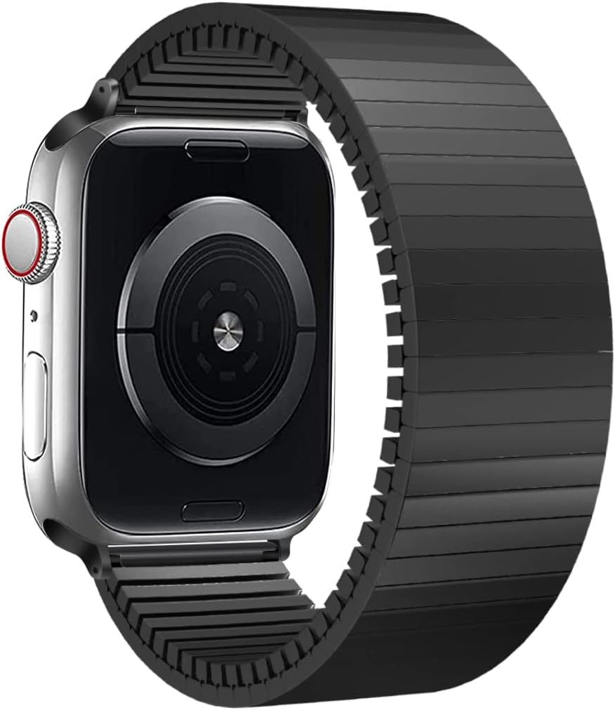 Compatible con Apple Watch Series 9, correa de acero inoxidable de expansión de 1.654 in 1.732 in 1.772 in, correa elástica de metal elástica para