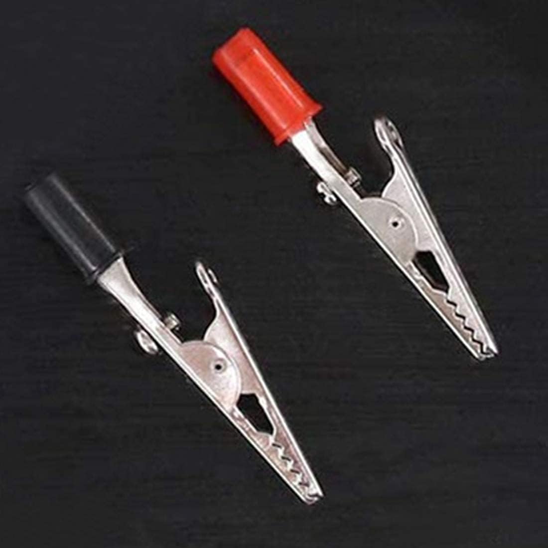 Pinzas de cocodrilo de metal, 20 abrazaderas de prueba eléctricas con manos de plástico, kit rojo y negro