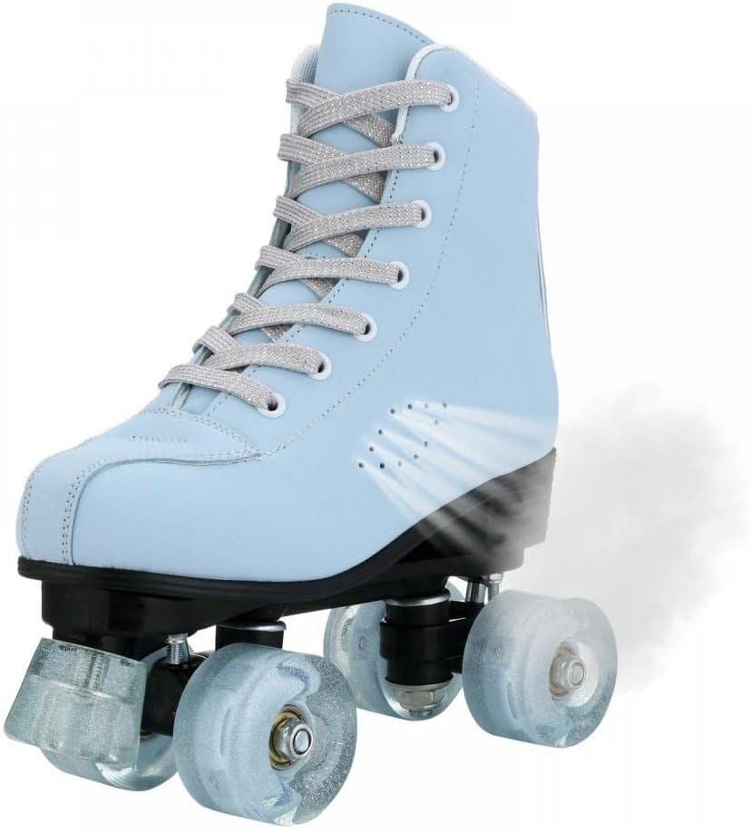 YYW Patines de ruedas para mujeres y hombres, de piel sintética de alta calidad, patines clásicos de doble fila, patines para interiores y