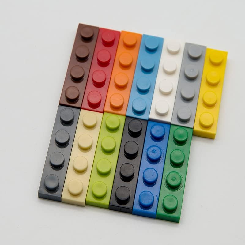 Platos grises clásicos a granel, placa gris oscuro 1×4, placas de construcción planas 100 piezas, compatibles con piezas y piezas de Lego 1×4 placas