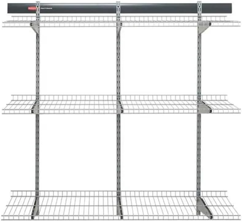 Rubbermaid Fasttrack Rail Storage – Kit de 3 estantes de 48 x 12 pulgadas, 350 libras por estante, para el hogar, garaje, cobertizoorganización de