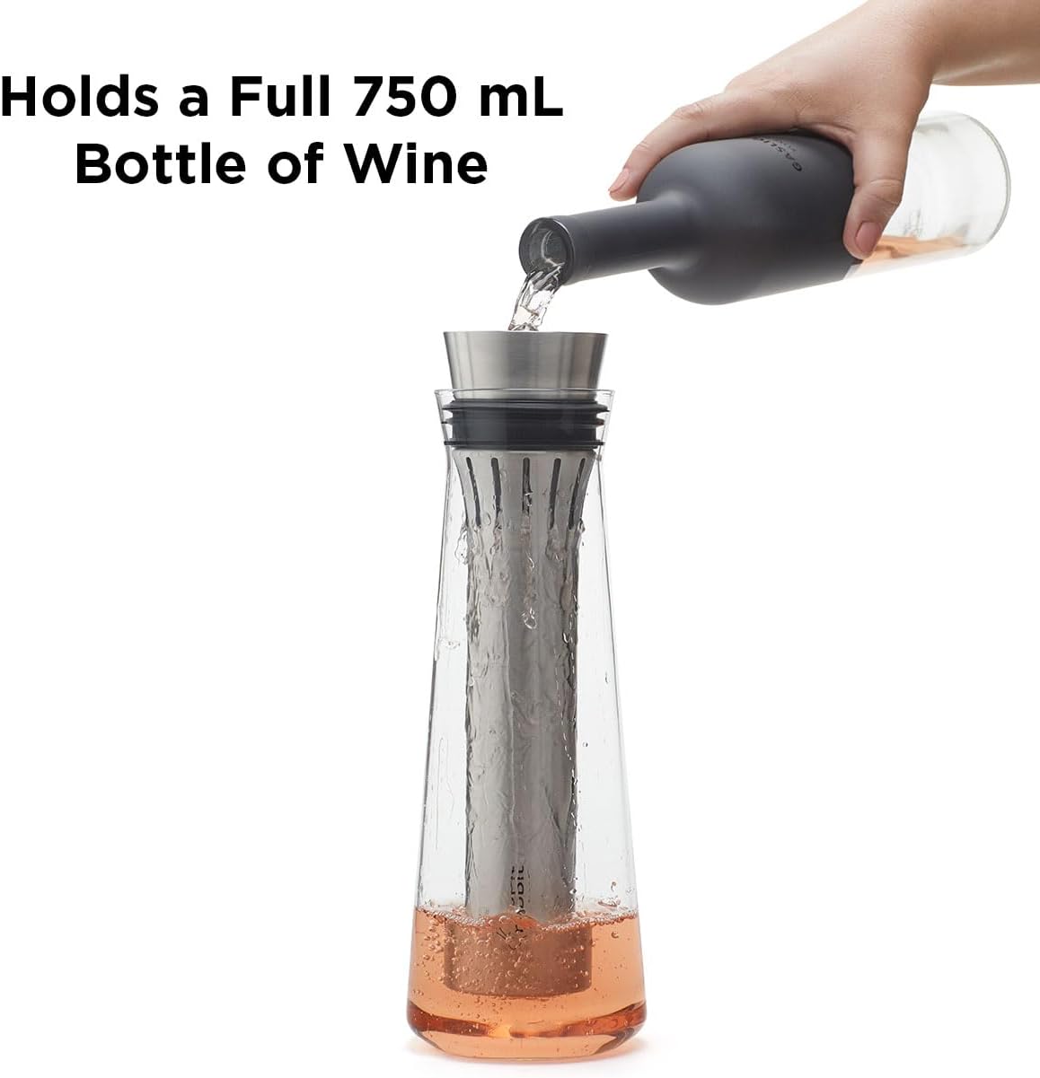 Rabbit Jarra enfriadora de vino de vidrio enfría y airea vino 25.4 fl oz de capacidad