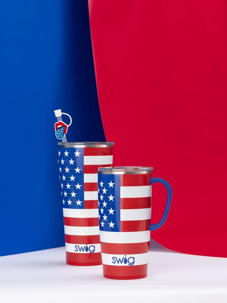 Swig Life – Taza de café de viaje de 22 onzas, vaso con aislamiento térmico con asa y tapa, para portavasos y lavavajillas, de acero inoxidable (All