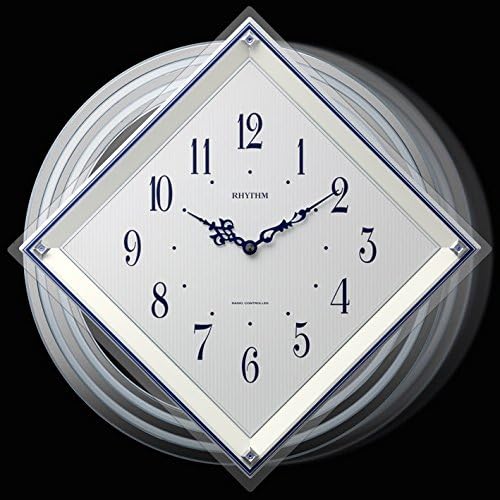 Rhythm 4MX405SR03 Wall Clock, Radio Watch, Analog, Round Back, Pendulum, Crystal, Decorated, White, 15.7 x 15.7 x 2.4 inches (40 x 40 x 6.2 cm)