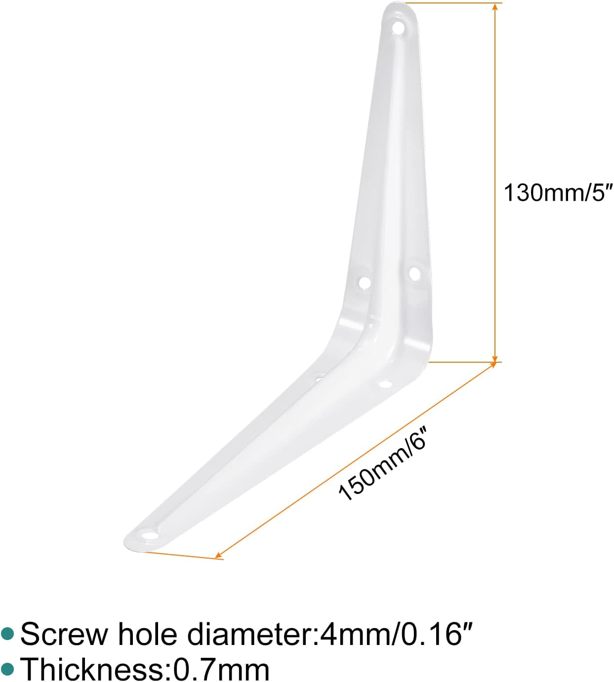 uxcell Soporte de estante de 6 x 5 pulgadas, 10 soportes de metal en L, soportes flotantes para estante de pared, soporte de esquina para tablero de