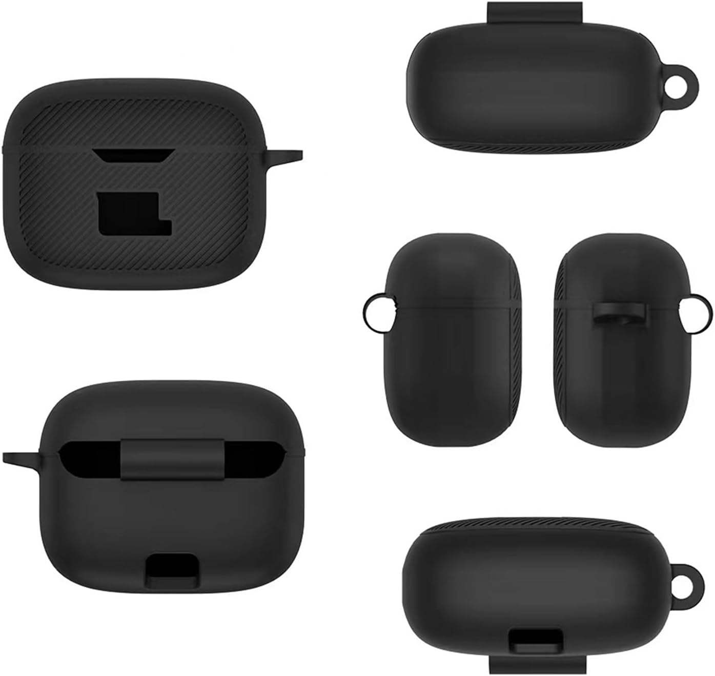 Funda de silicona compatible con JBL Tune 230NC TWS, funda protectora a prueba de golpes para auriculares con accesorios de mosquetón (negro)